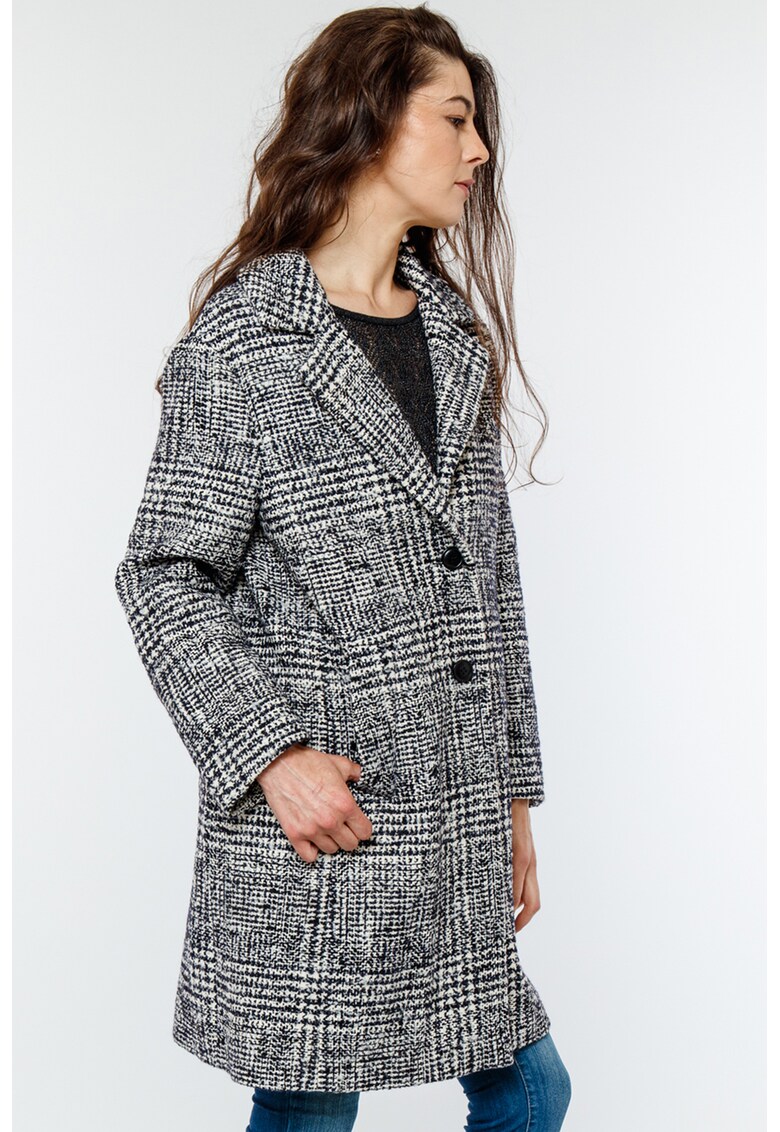 Palton din amestec de lana cu model in carouri fashiondays.ro imagine noua