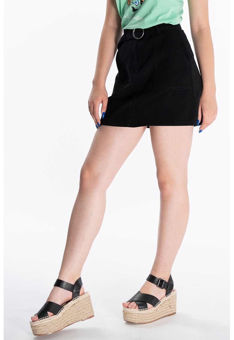 KVL - Fusta mini din denim cu buzunare frontale