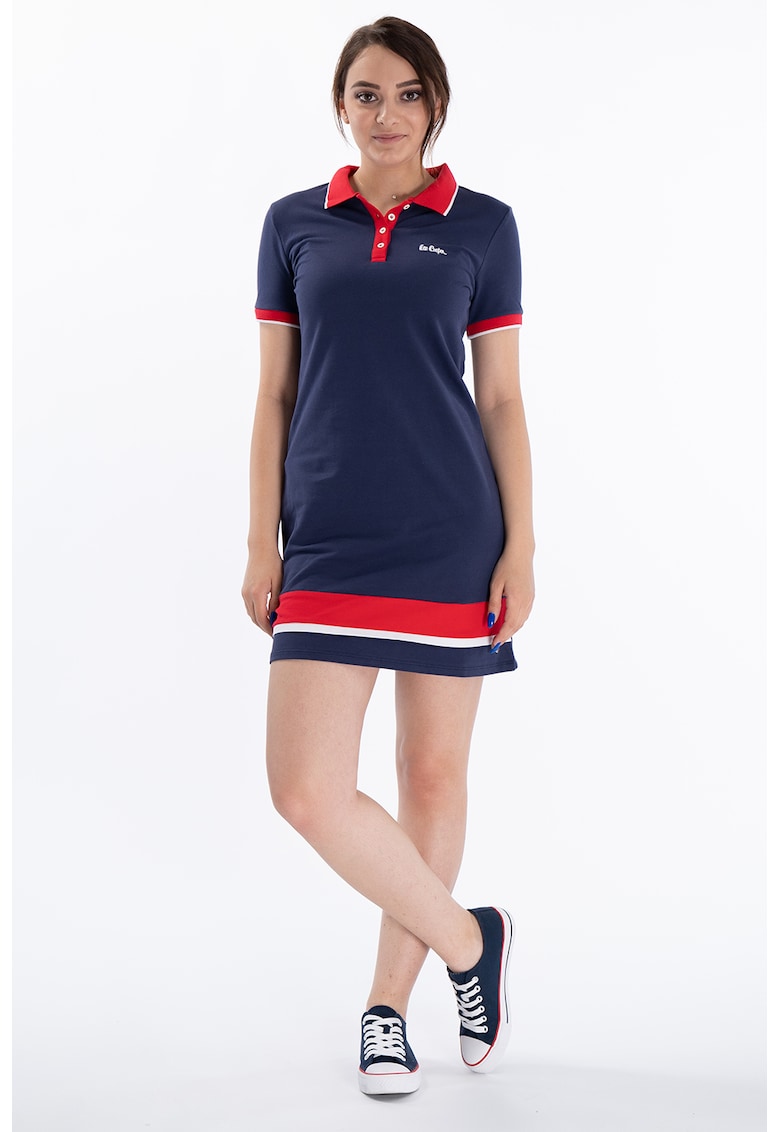 Rochie polo din amestec de bumbac cu broderie logo
