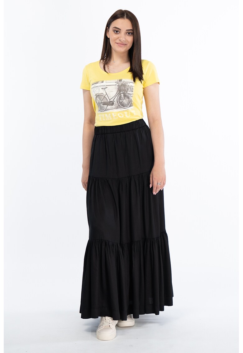 Fusta maxi din viscoza cu model stratificat