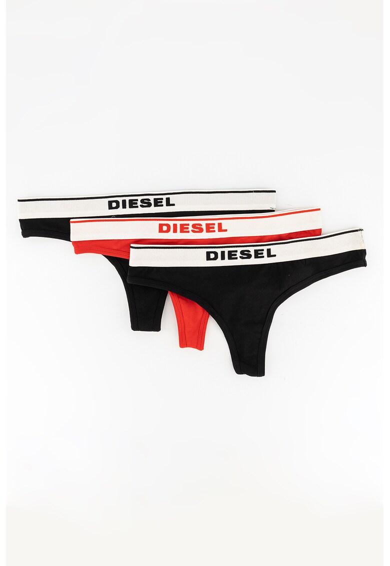 Set de chiloti tanga cu banda logo in talie - 3 perechi