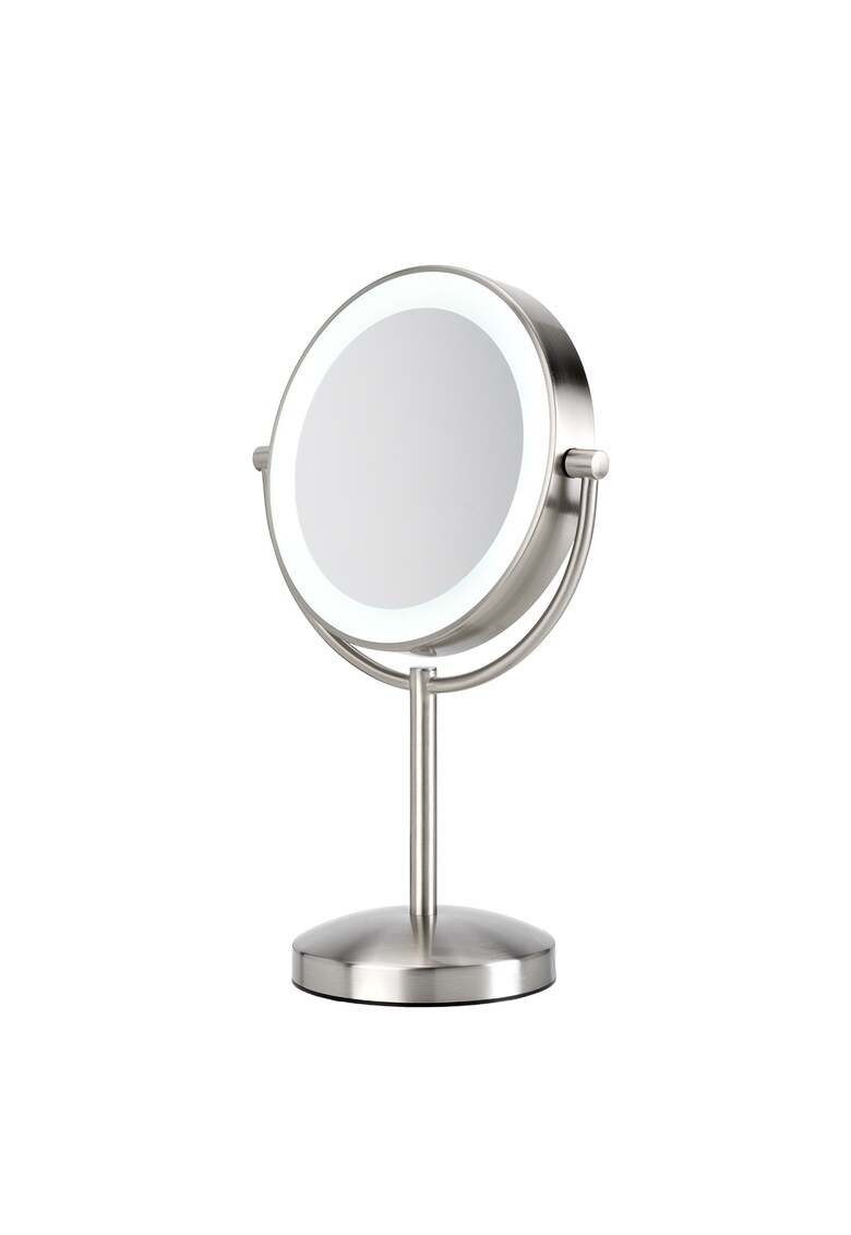 Oglinda cosmetica - Led - Lupa - Marire 8x - 21.6 cm - 2 fete - rotire 360° - Silver
