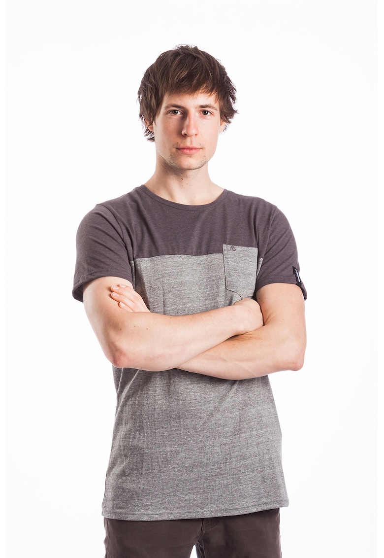 tricou regular fit - cu design in doua tonuri - gri tricou regular fit - cu design in doua tonuri - gri