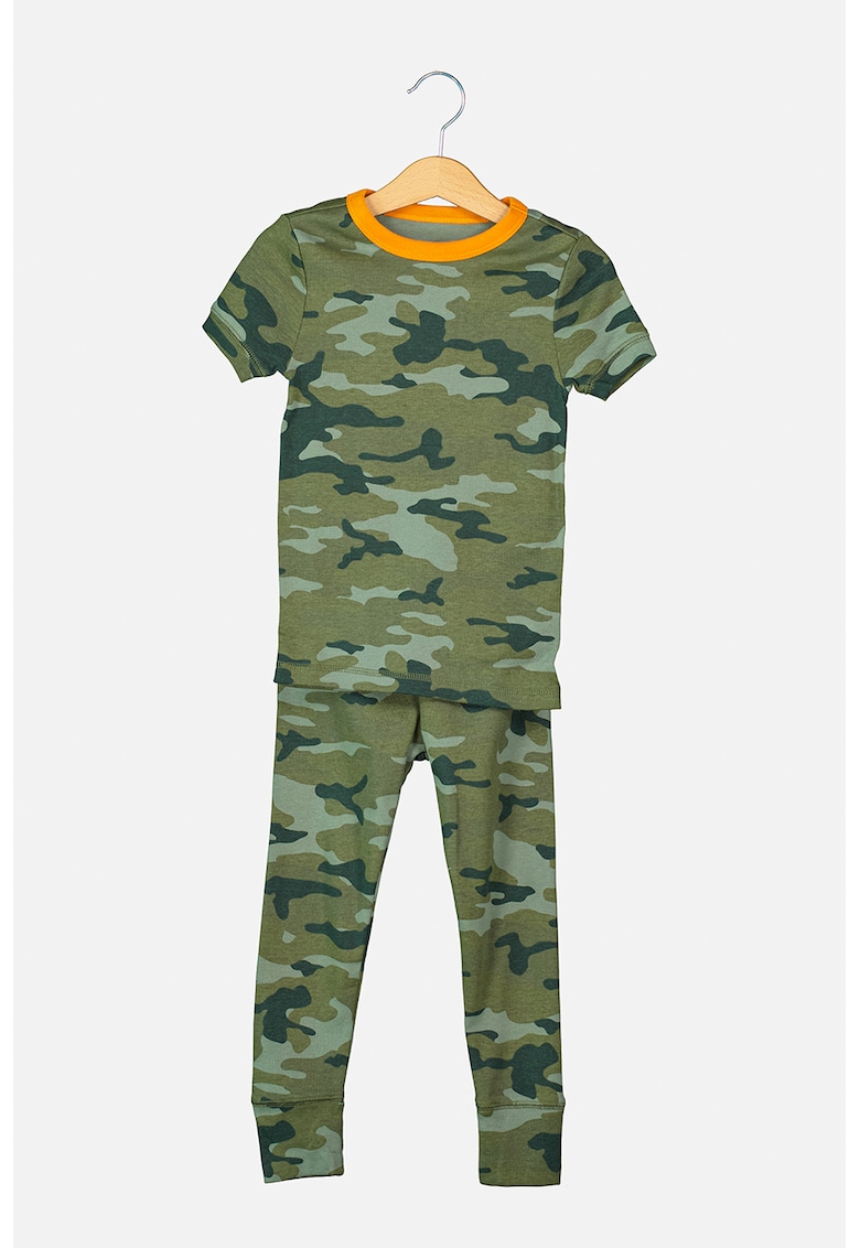 Pijama de bumbac organic cu imprimeu camuflaj