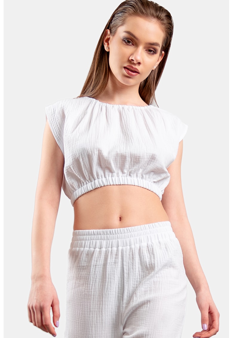 Tricou crop texturat
