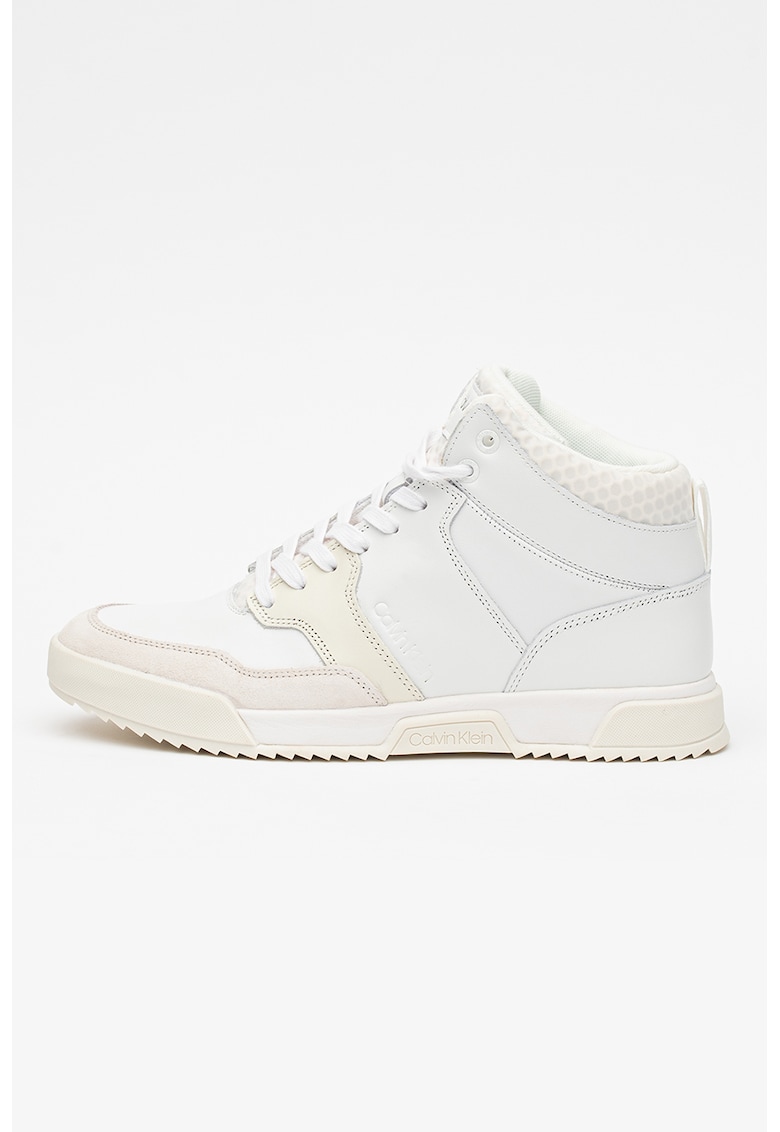Pantofi sport high-top de piele cu logo Calvin Klein