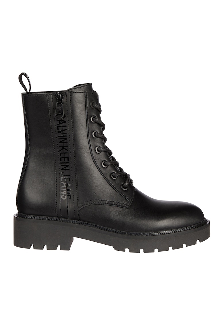 Calvin Klein Jeans Ghete de piele cu fermoar - Negru