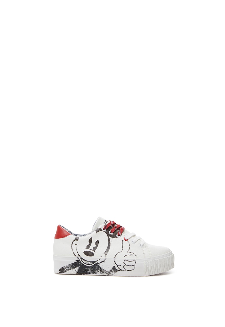 Pantofi sport de piele ecologica cu model Mickey Mouse Desigual imagine noua