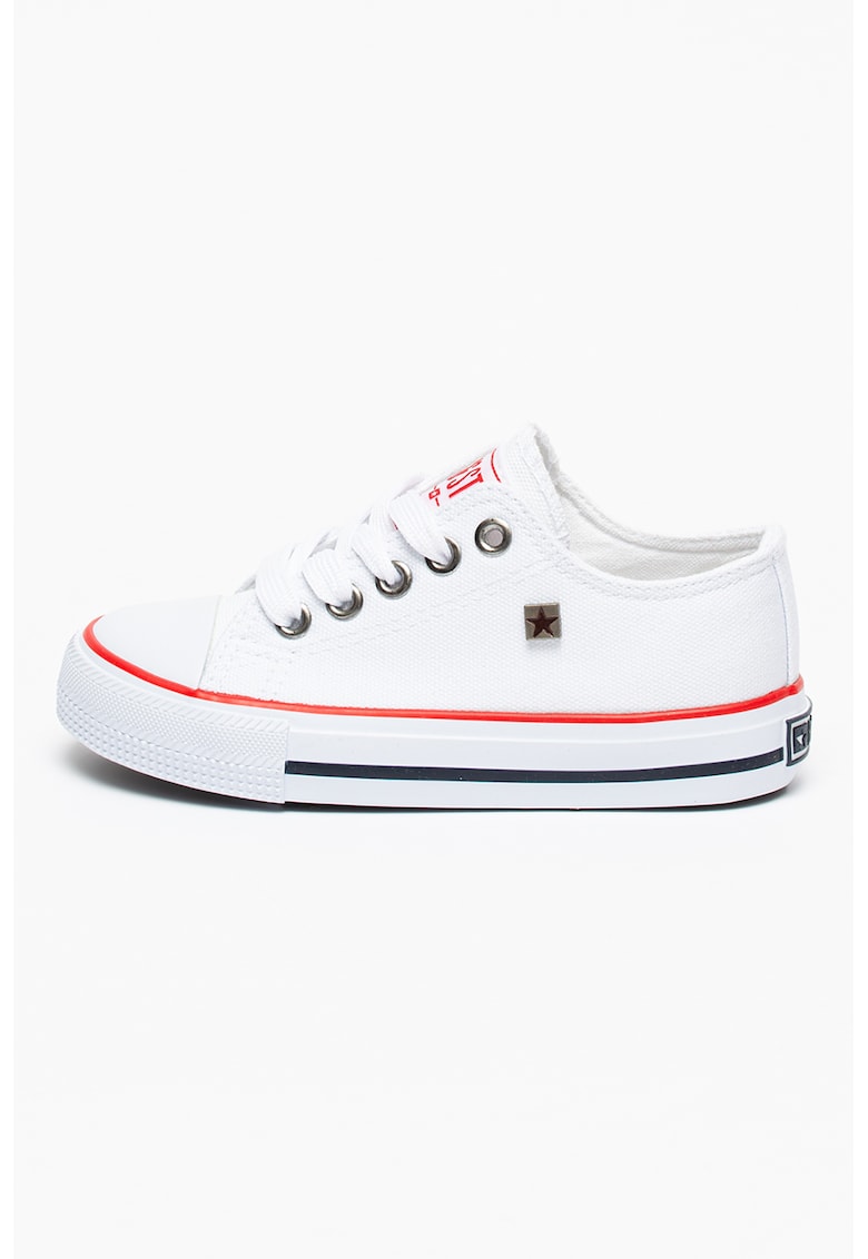 Tenisi de material textil cu varf intarit - Alb