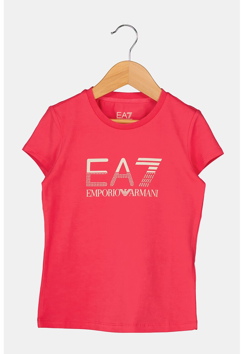 Tricou din jerseu cu imprimeu logo stralucitor si aplicatii cu tinte EA7  Imbracaminte