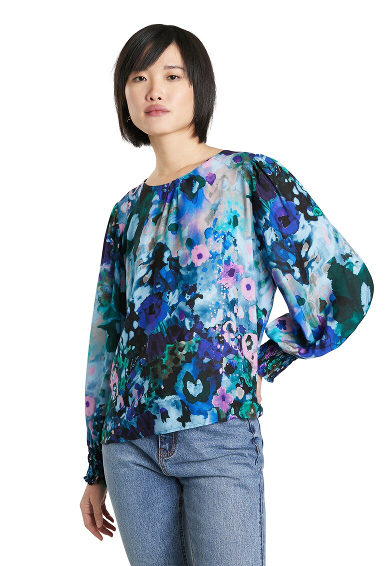 Bluza lejera cu imprimeu floral Desigual imagine 2022 13clothing.ro
