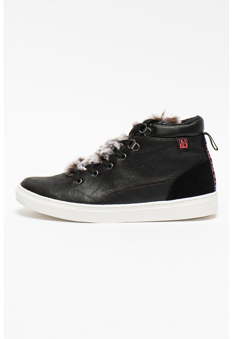Pantofi sport high-top cu detalii de blana sintetica Willow - Negru