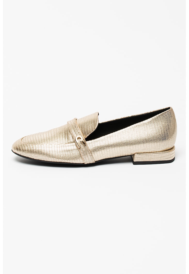 Pantofi loafer din piele cu aspect metalizat fashiondays.ro imagine noua gjx.ro