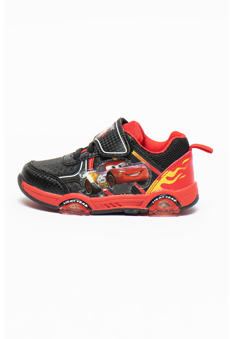 Pantofi sport low-top cu LED-uri - velcro si imprimeu cu masini