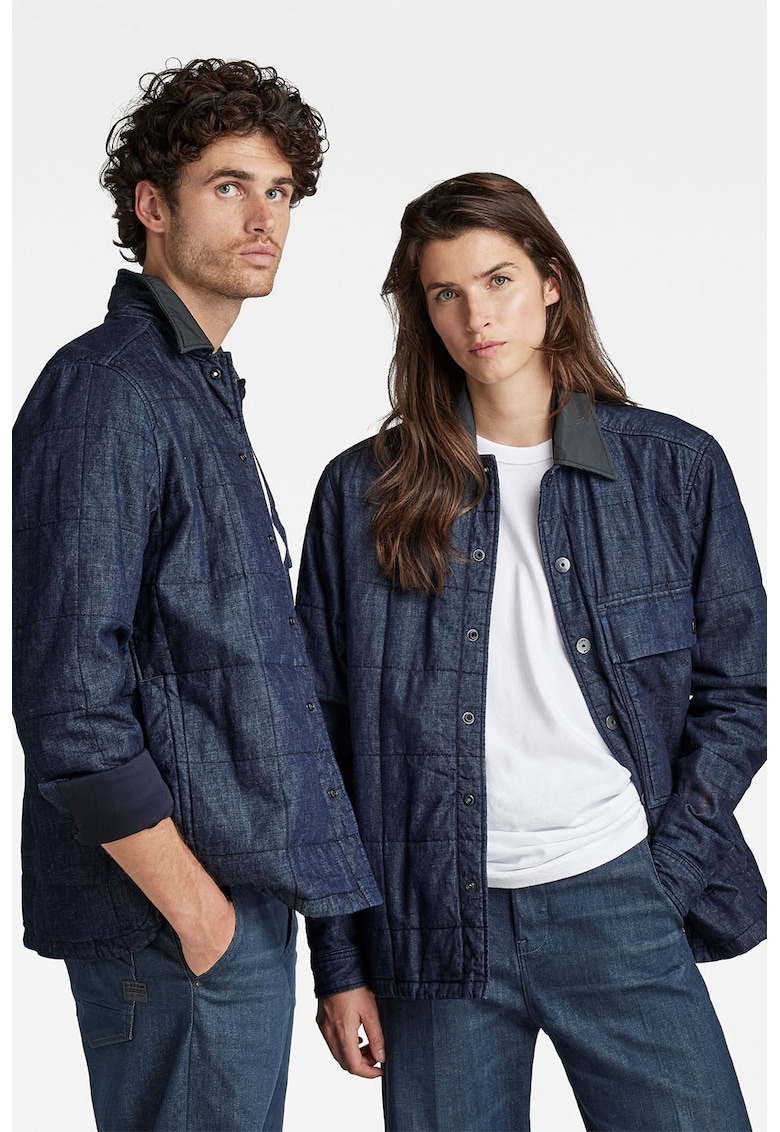 Jacheta tip camasa din bumbac organic cu aspect matlasat Postino fashiondays.ro imagine reduss.ro 2022
