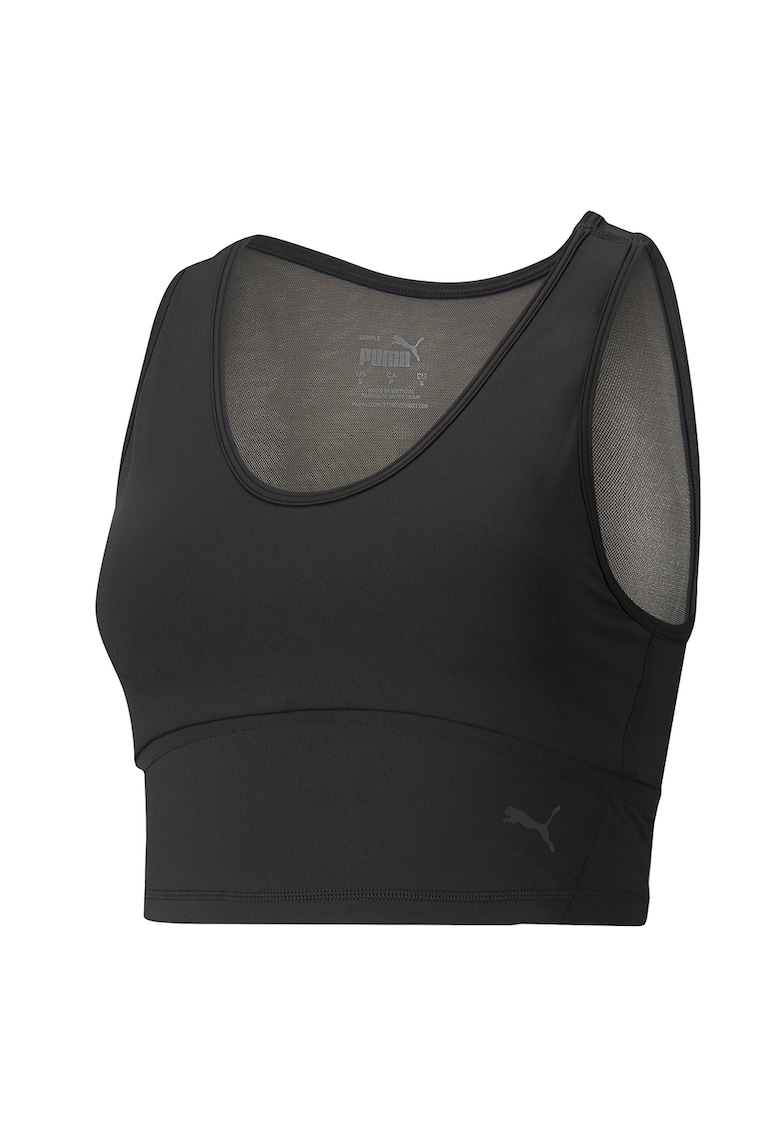 Top cu garnituri din plasa si imprimeu logo - pentru fitness