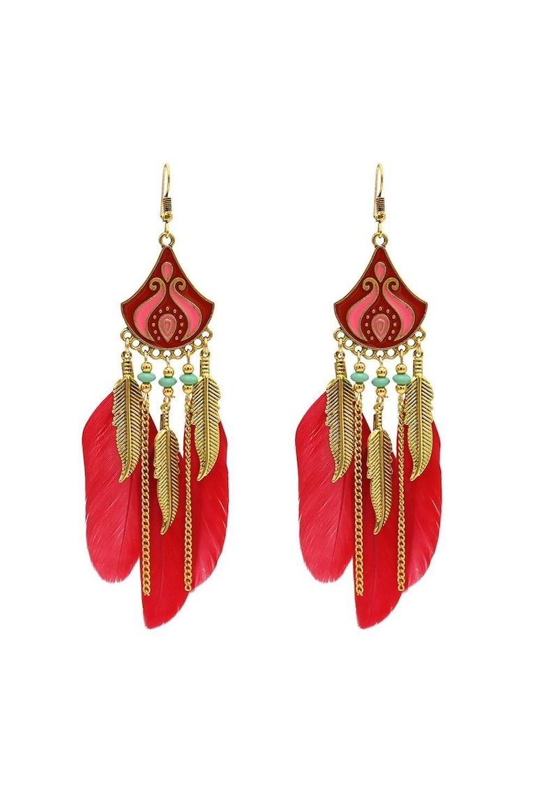 Cercei aurii - cu pene rosii - Alita C3 -