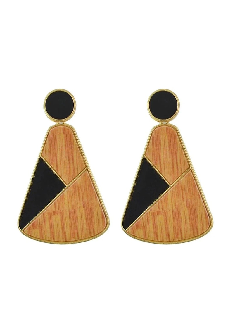 Cercei aurii - cu textura de lemn - Alitta C6 -