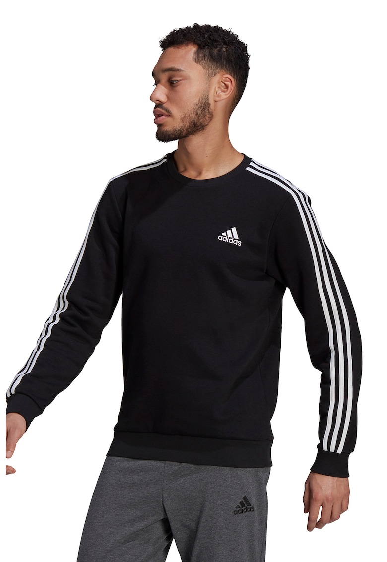 Bluza sport cu decolteu la baza gatului Essentials 3-Stripes - Negru/Alb -