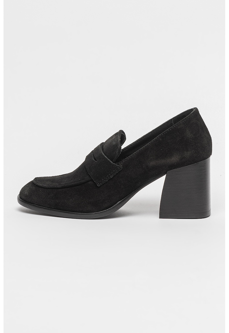 Pantofi loafer din piele intoarsa cu toc masiv imagine reduceri black friday 2021 fashiondays.ro