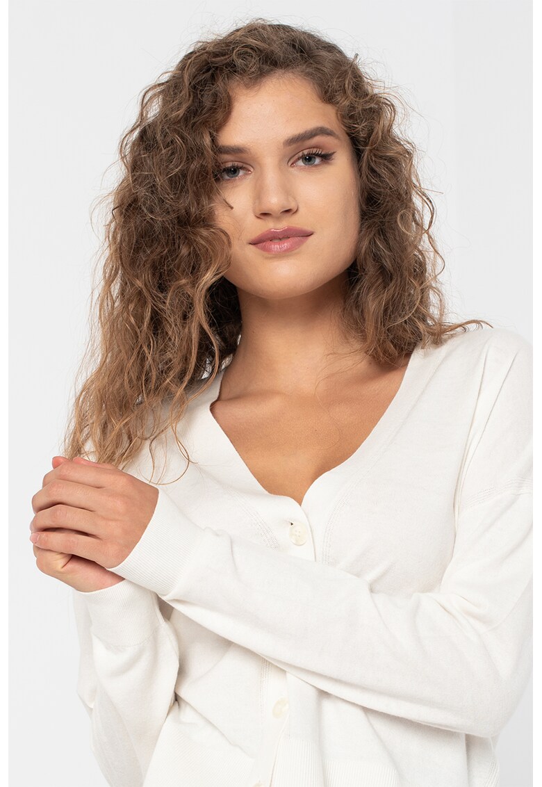 Cardigan din amestec de casmir cu decolteu in V