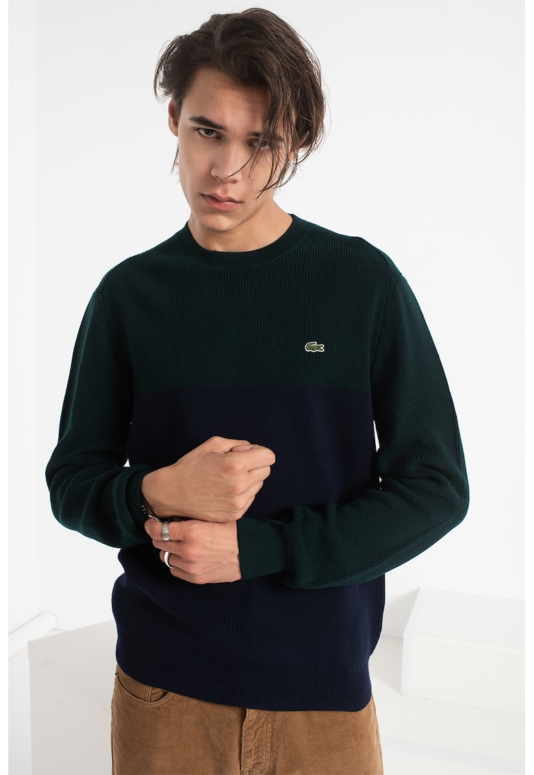 Pulover de lana cu model colorblock