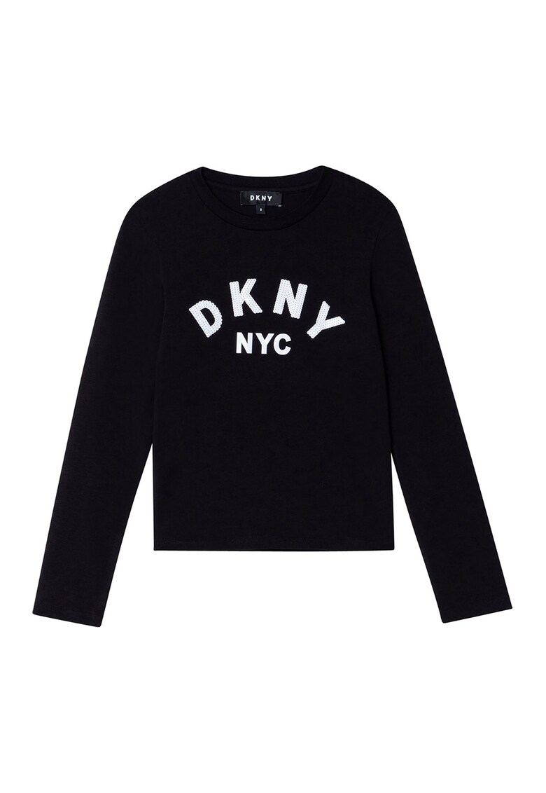 Блуза с лого с пайети DKNY