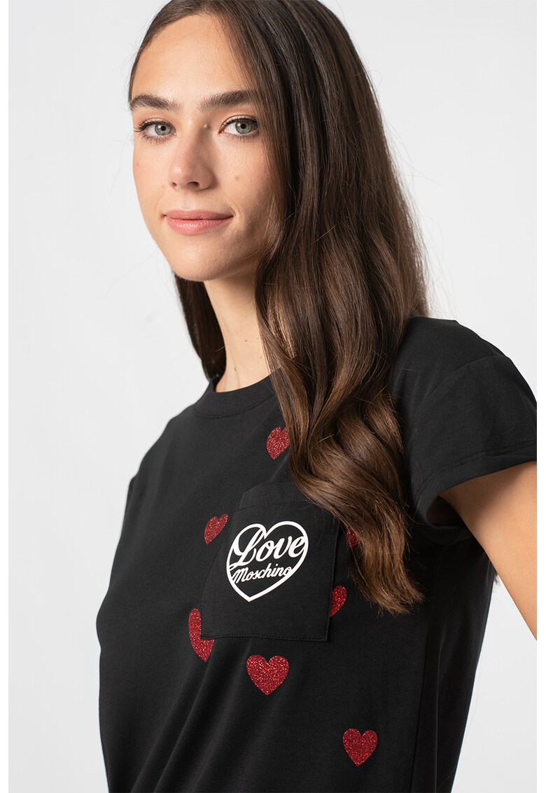 Tricou cu imprimeu si buzunar pe piept