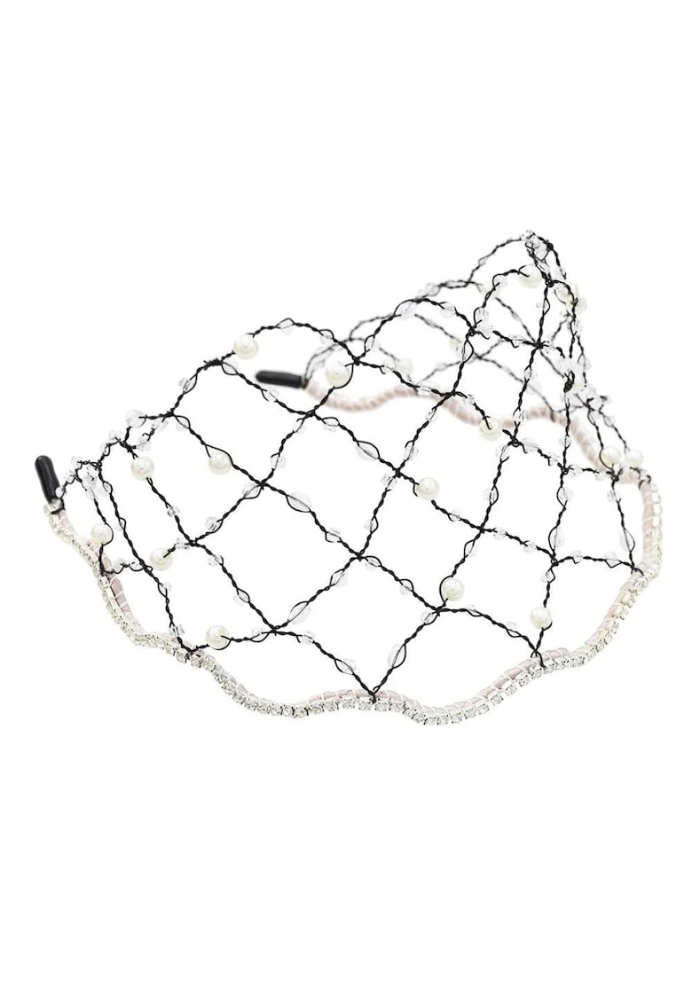 Accesoriu de cap - negru - cu plasa - perle si pietre - Aloys C7 -