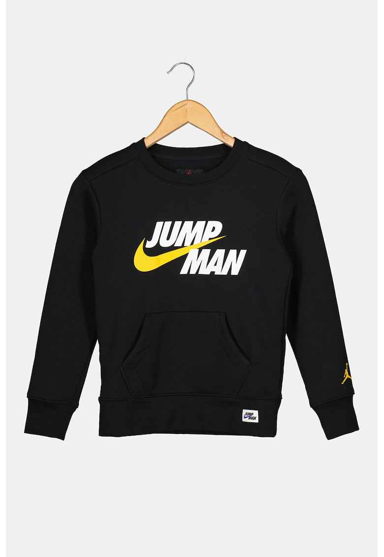 Bluza sport cu logo si buzunar kangaroo - Alb/Negru/Galben sofran
