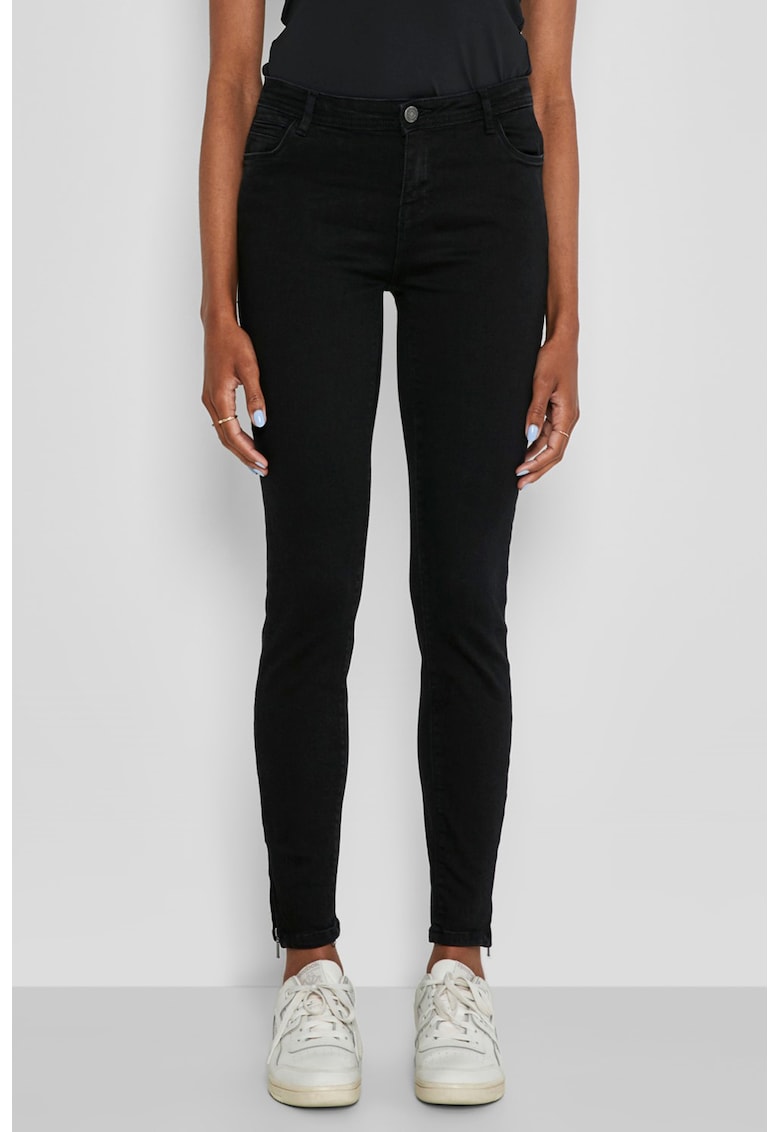 Blugi crop skinny Kimmy - Negru