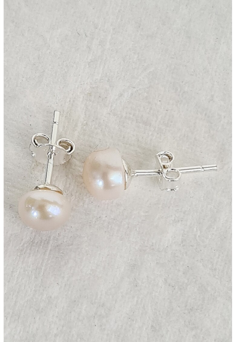 Cercei de argint decorati cu perle de apa dulce – Roz/Argintiu ACCESORII/Bijuterii imagine noua