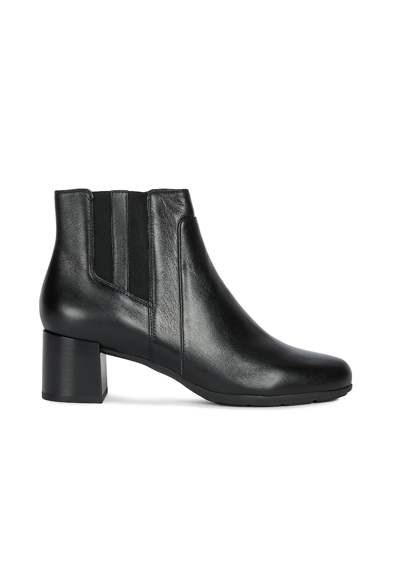 Botine de piele cu insertii elastice New Annya - Negru