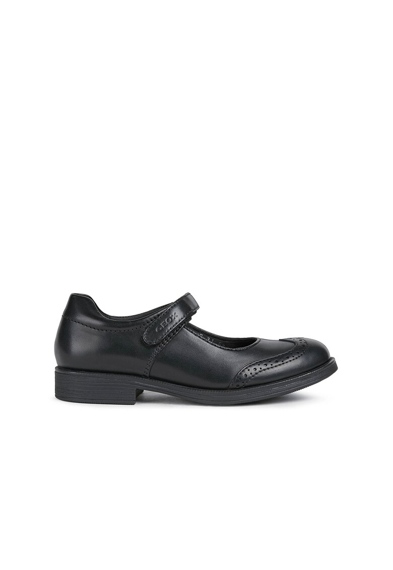 Balerini de piele cu velcro - Negru