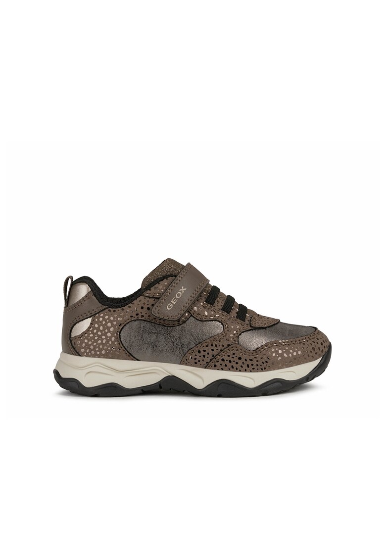 Pantofi sport cu aspect metalizat si garnituri de piele intoarsa ecologica