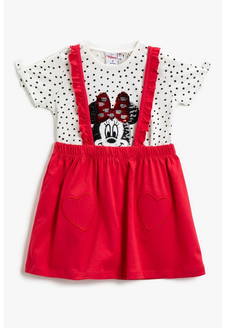 Set de tricou si rochie tip sarafan cu imprimeu cu tematica Minnie Mouse