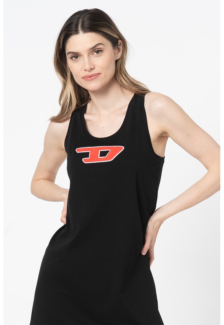 Rochie din bumbac cu aplicatie logo T- Slik