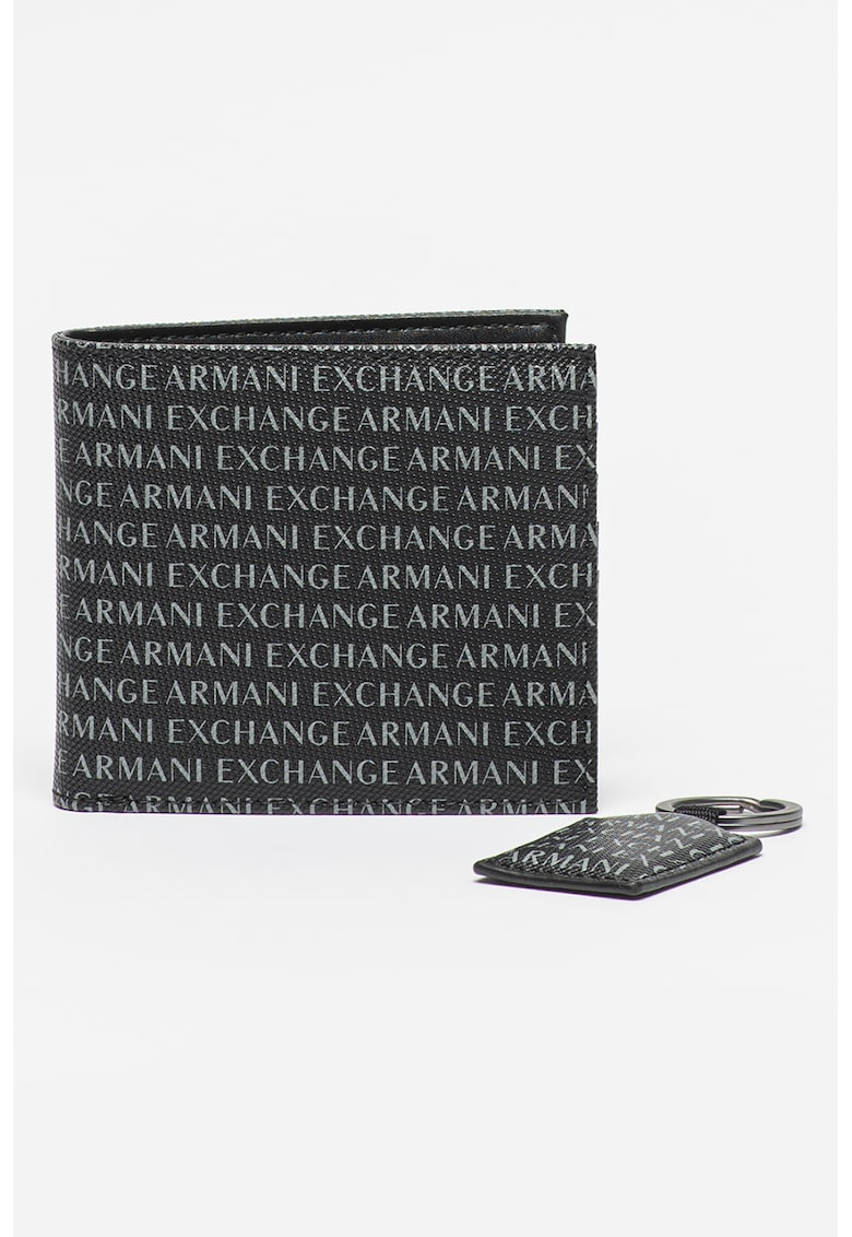 Set de portofel si breloc cu logo Armani Exchange imagine 2022 reducere