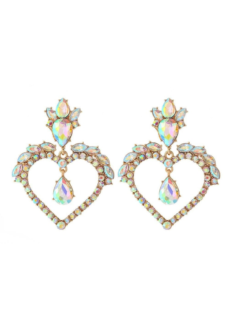 Cercei aurii - forma de inima - cu pietre - Apollo C10 -