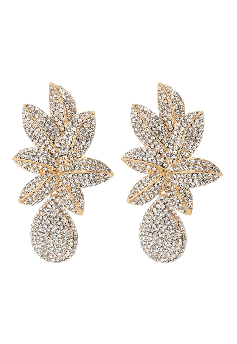 Cercei aurii - forma de frunza - cu pietre - Annmaria C10 -