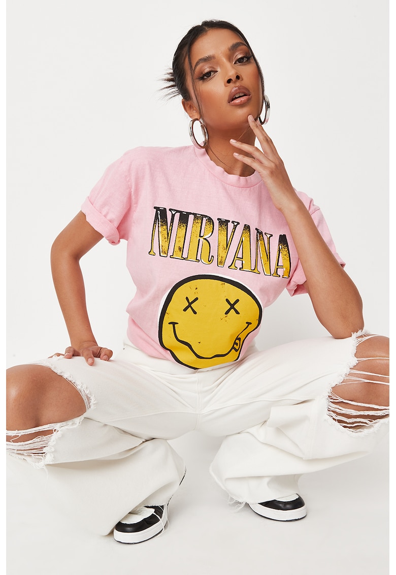 Tricou din bumbac cu imprimeu Nirvana fashiondays.ro  Imbracaminte