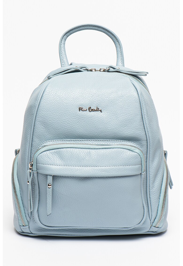 Rucsac de piele cu buzunar frontal cu fermoar