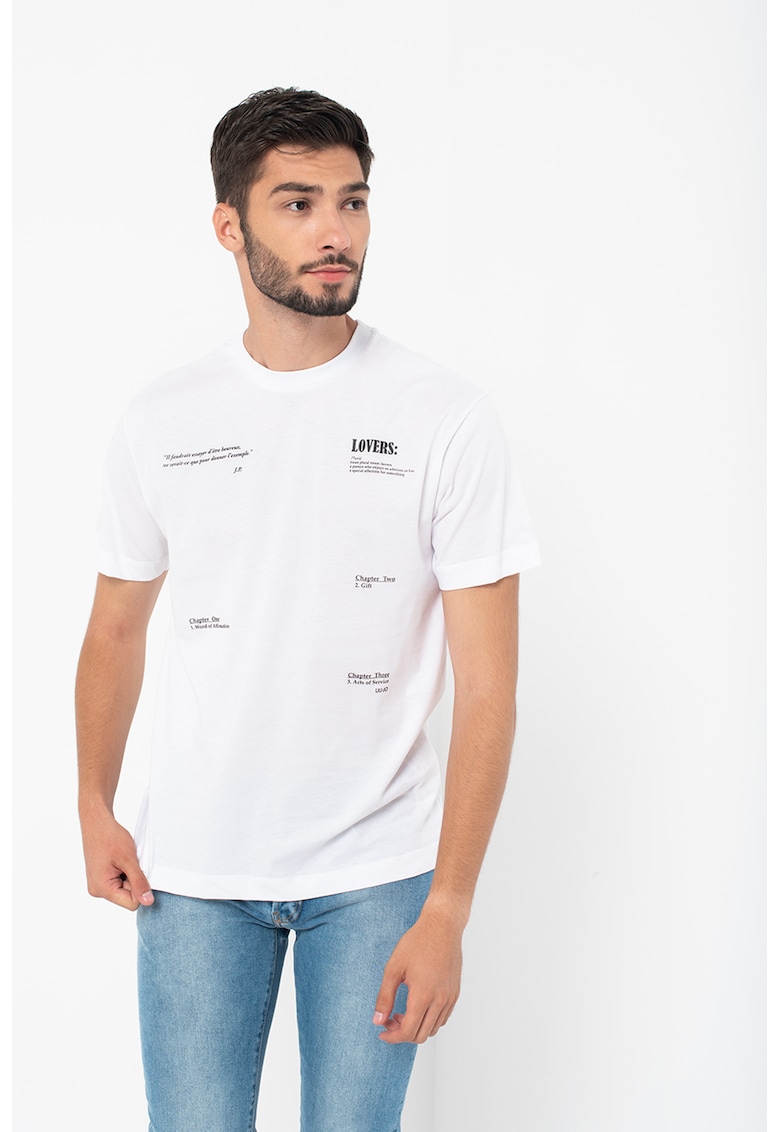 Tricou cu decolteu rotund si imprimeu text