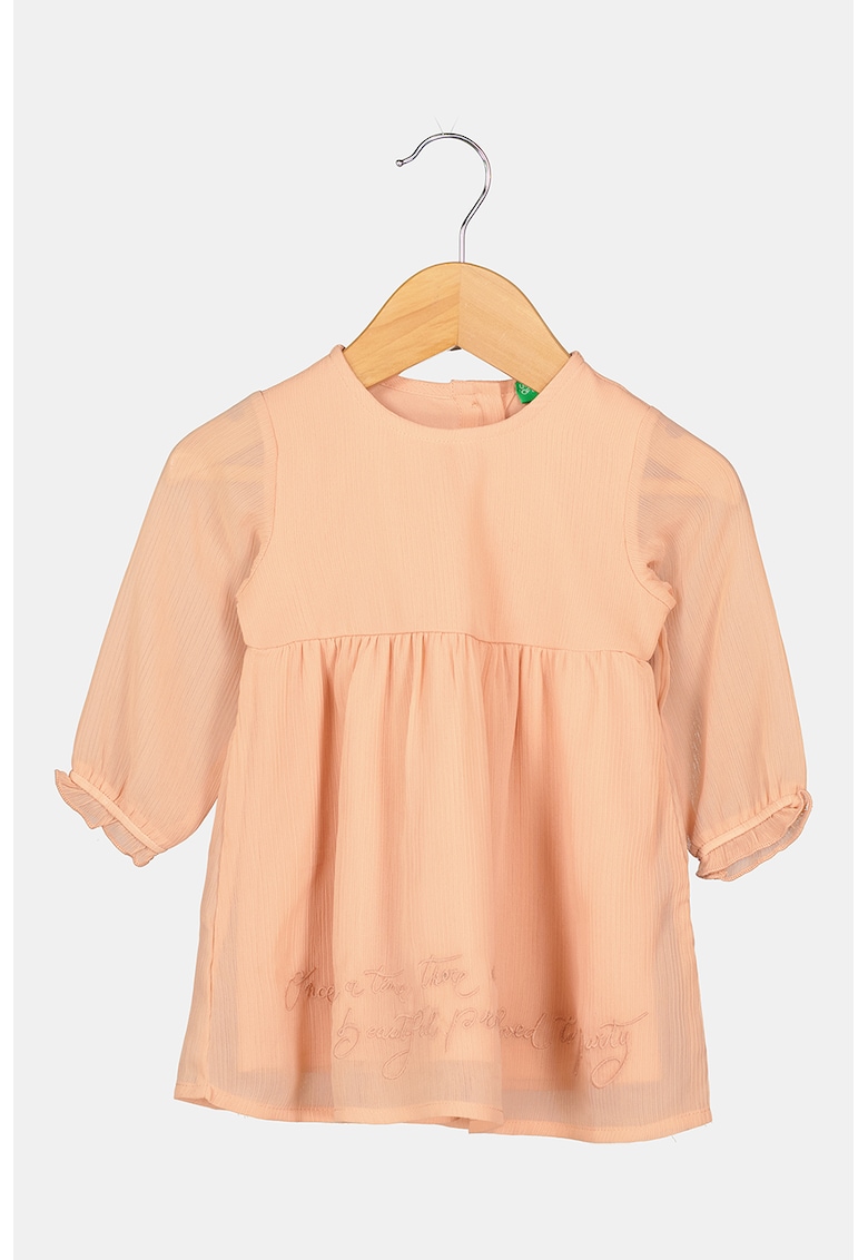 Разкроена рокля с бродиран текст United Colors of Benetton