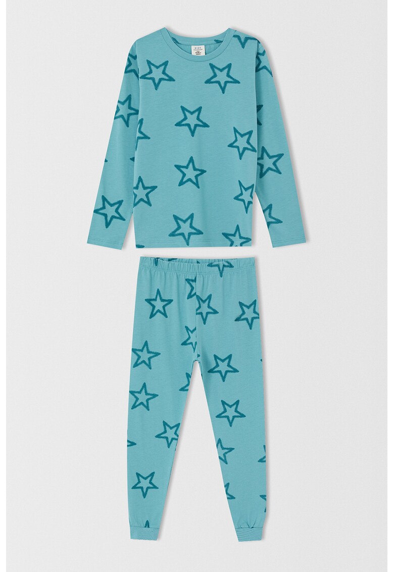 Pijama cu pantaloni lungi si imprimeu cu stele