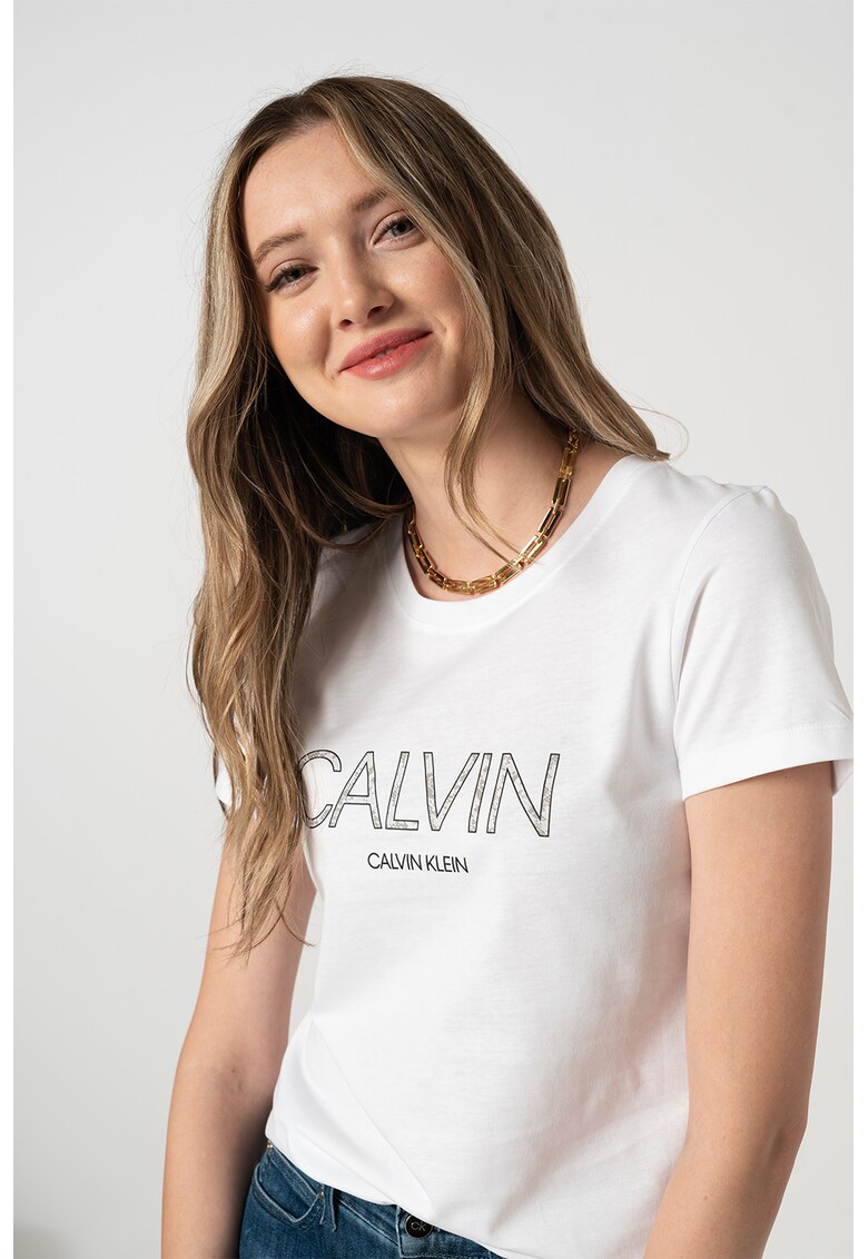 Tricou de bumbac organic cu logo CALVIN KLEIN imagine noua