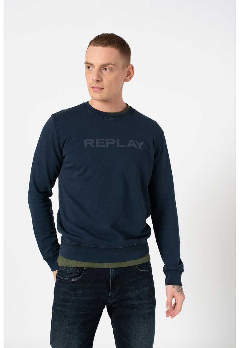 Bluza sport din bumbac organic cu imprimeu logo fashiondays.ro imagine 2022 reducere
