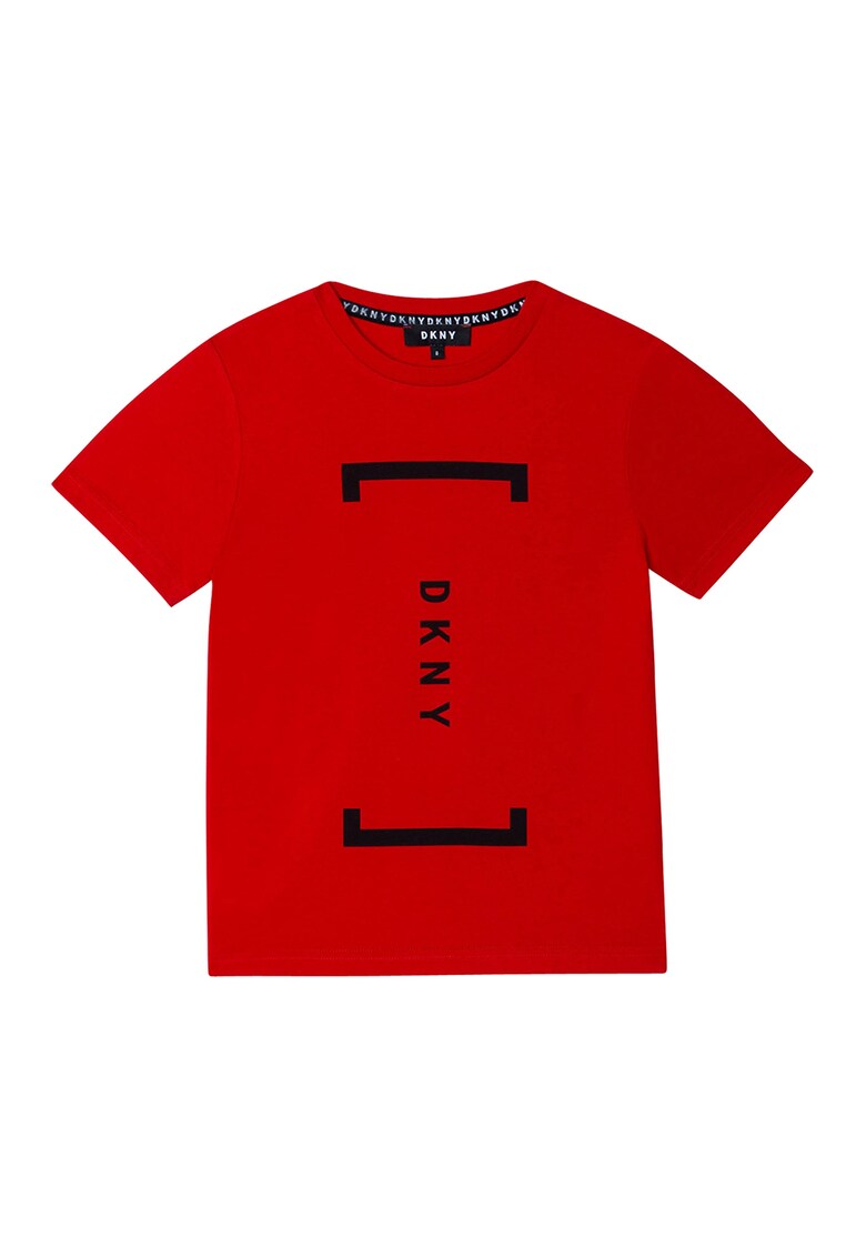 Tricou din bumbac cu decolteu la baza gatului si imprimeu logo DKNY  Imbracaminte
