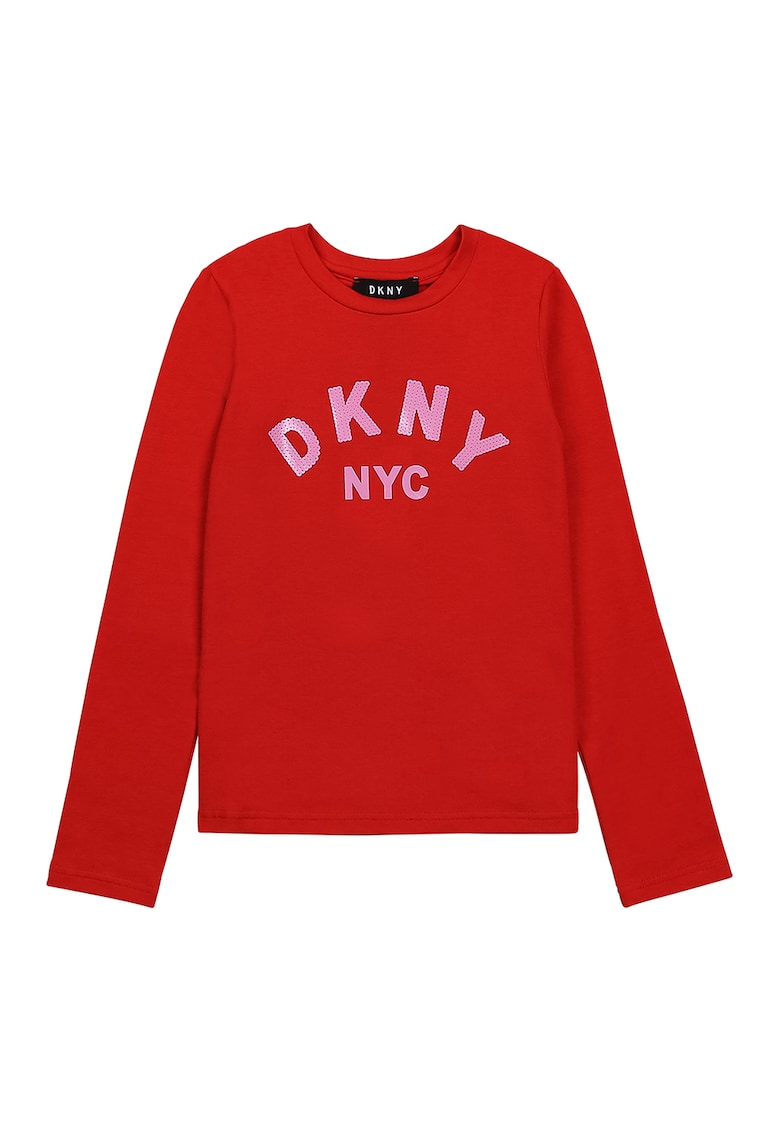 Блуза с лого с пайети DKNY