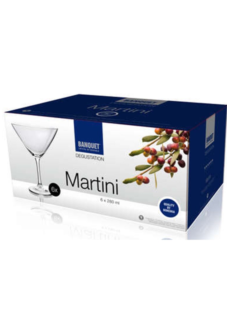 Set 6 pahare martini sticla cristalina - 280 ml